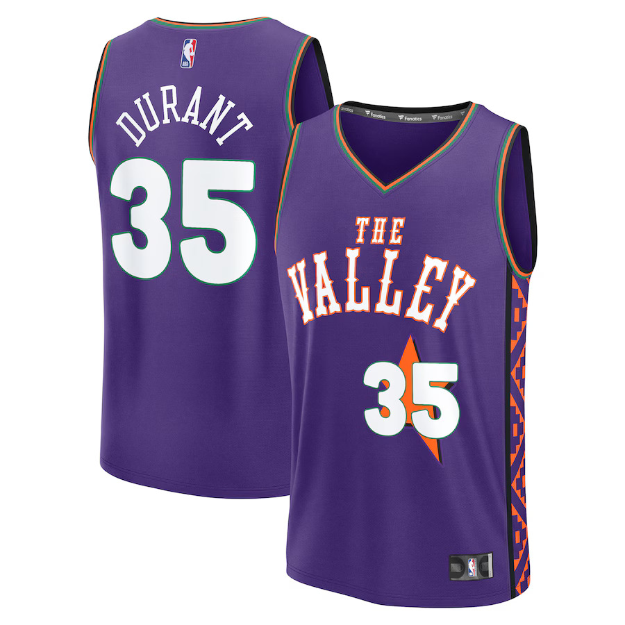 Men Phoenix Suns #35 Kevin Durant Fanatics Purple City Edition 2024-25 Fast Break Player NBA Jersey